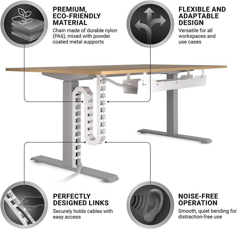 Ultimate Setup Under Desk Cable Management Vertebrae - Perfect for Sit Stand Desk - White, 133 cm - Image 5